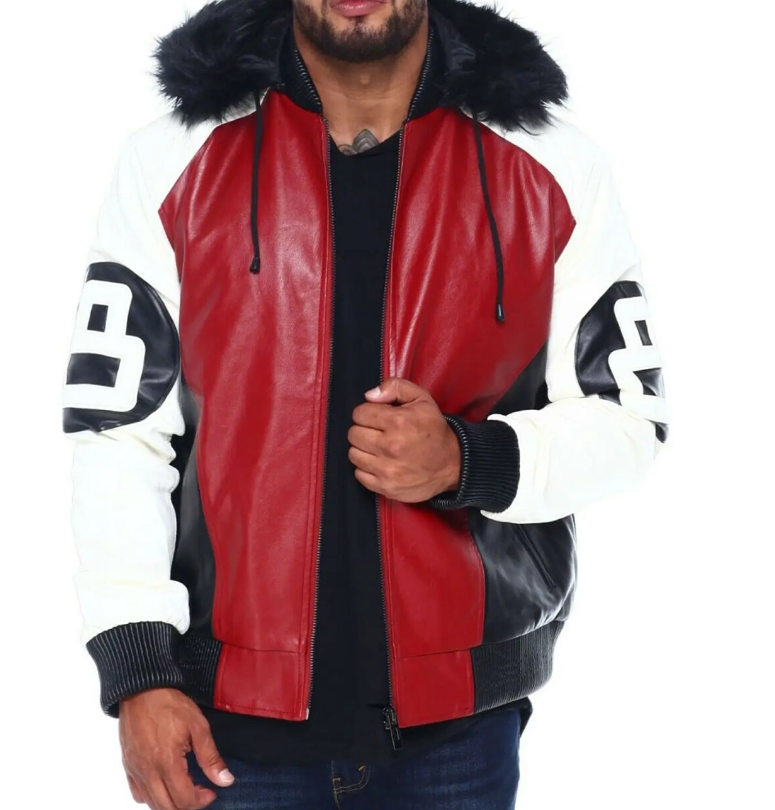 Stussy Mens 8 Ball Red Leather Jacket Robert Phillipe Edition (3)
