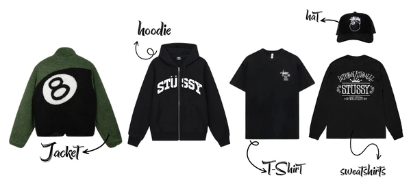 Stussy Products Overview Stussy Jacket Stussy Hoodie Stussy t shirt Stussy Hat Stussy Sweatshirt