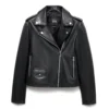 Stussy Ravene Noir Jacket Premium Black Leather Biker Jacket for Men and Women (1)