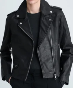 Stussy Ravene Noir Jacket Premium Black Leather Biker Jacket for Men and Women (10)
