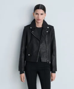 Stussy Ravene Noir Jacket Premium Black Leather Biker Jacket for Men and Women (11)
