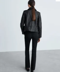Stussy Ravene Noir Jacket Premium Black Leather Biker Jacket for Men and Women (12)
