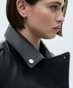 Stussy Ravene Noir Jacket Premium Black Leather Biker Jacket for Men and Women (15)