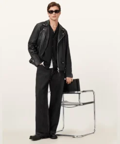 Stussy Ravene Noir Jacket Premium Black Leather Biker Jacket for Men and Women (5)