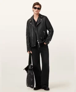 Stussy Ravene Noir Jacket Premium Black Leather Biker Jacket for Men and Women (6)