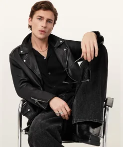 Stussy Ravene Noir Jacket Premium Black Leather Biker Jacket for Men and Women (8)
