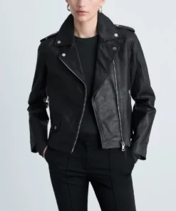 Stussy Ravene Noir Jacket Premium Black Leather Biker Jacket for Men and Women (9)
