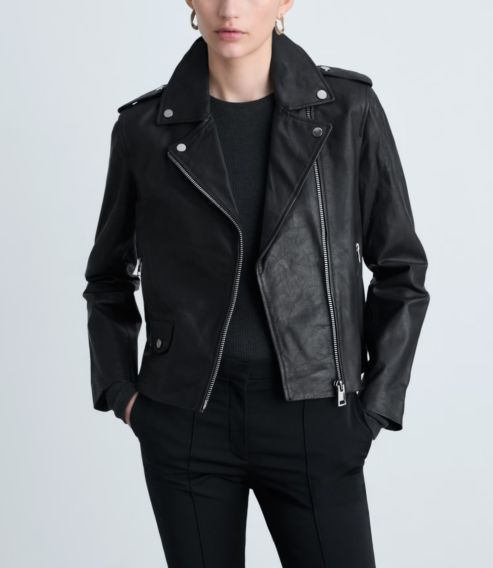 Stussy Ravene Noir Jacket Premium Black Leather Biker Jacket for Men and Women (9)