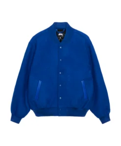 Stussy Royal Blue Melton Wool Varsity Jacket Sport Logo Edition (3)