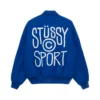 Stussy Royal Blue Melton Wool Varsity Jacket Sport Logo Edition (4)