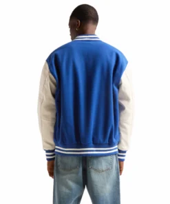 Stussy Royal Blue Wool And White Leather Varsity Letterman Jacket Stussy Basic Edition (3)