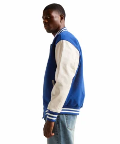 Stussy Royal Blue Wool And White Leather Varsity Letterman Jacket Stussy Basic Edition (5)