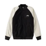 Stussy Signature Logo Two-Tone Wool & Leather Varsity Jacket