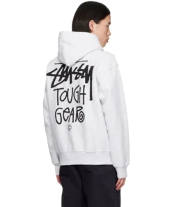Stussy White Print Hoodie (3)