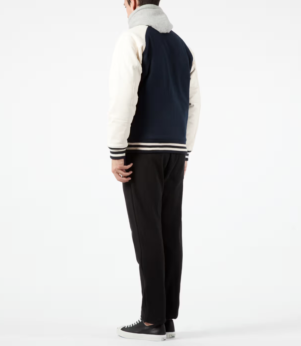 Stussy World Tour Navy Wool and Leather Varsity Jacket (2)