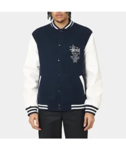 Stussy World Tour Varsity Jacket Navy & White Varsity Jacket (2)