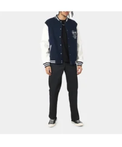 Stussy World Tour Varsity Jacket Navy & White Varsity Jacket (3)