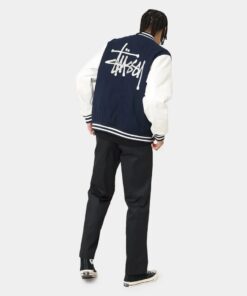 Stussy World Tour Varsity Jacket Navy & White Varsity Jacket (9)