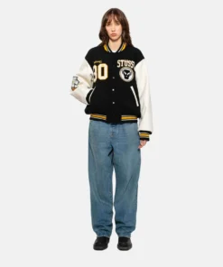 Stussy x Metalheadz Goldie 30th Varsity Jacket For Women (3)
