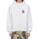 Stussy Gray Regal Crown Hoodie – Front Logo, Back Graphic