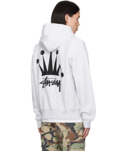 White Regal Crown Stussy Hoodie (7)