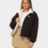 Women Wear A Stussy Reversible Box‑Fit Sherpa Jacket Front And Back