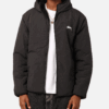stussy 8 ball hooded black sherpa jacket reversible for men front side view