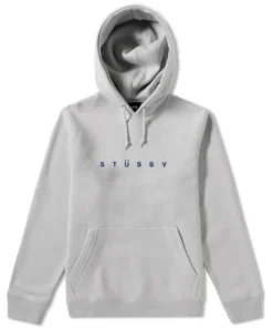 stussy helvetica spread applique hoody fog
