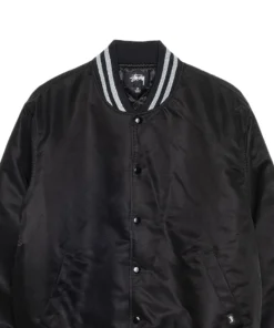 stussy sequins satin jacket black sequined satin varsity bomber (1)