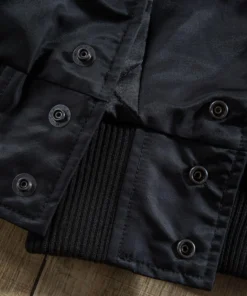 stussy surfman stadium jacket black nylon varsity bomber (3)