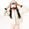 women wear a stussy reversible box fit sherpa jacket (2)