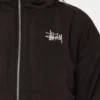 women wear a stussy reversible box fit sherpa jacket stussy log closeup