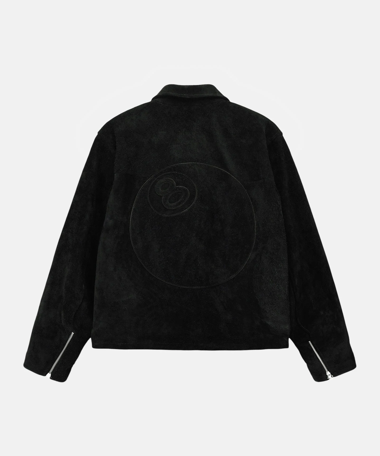 Stussy 8 ball suede black leather jacket back