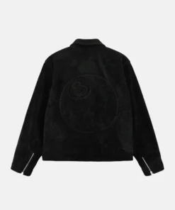 Stussy 8 ball suede black leather jacket back