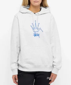 Stussy Broken Crown Embroidered Ash Hoodie (3)
