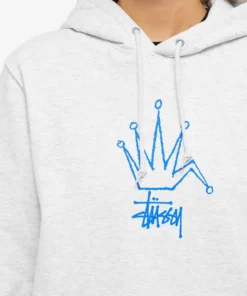 Stussy Broken Crown Embroidered Ash Hoodie (4)