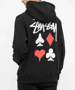 Stussy Full Deck Embroidered Black Hoodie (2)