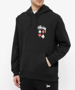 Stussy Full Deck Embroidered Black Hoodie (3)