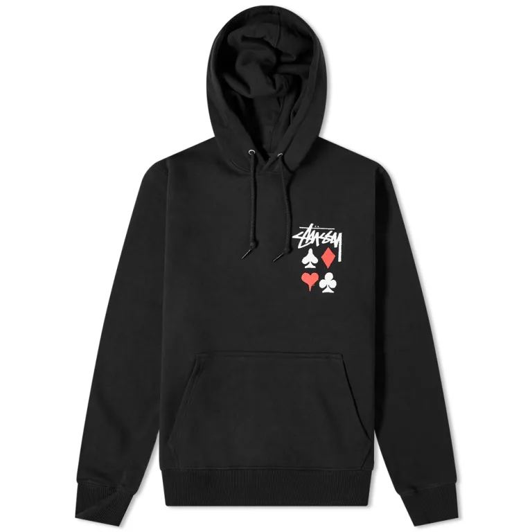Stussy Full Deck Embroidered Black Hoodie (7)