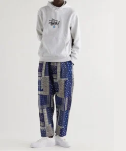 Stussy Logo Embroidered Grey Cotton Jersey Hoodie (1)