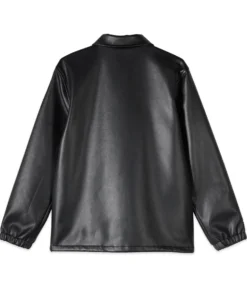 Stüssy PU Leather Finish Coach Black Jacket back