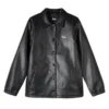 Stüssy PU Leather Finish Coach Black Jacket front