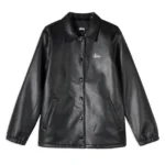 Stüssy Leather Finish Coach Jacket – Black