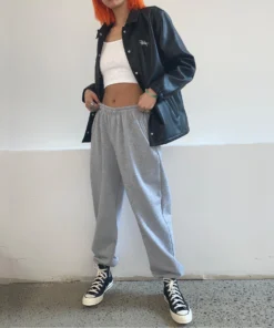 Stüssy PU Leather Finish Coach Black Jacket women full front view
