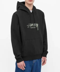 Stussy Wear Embroidered Black Minimal Hoodie (2)