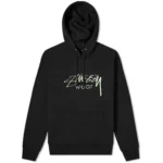 Stussy Wear Embroidered Black Minimal Hoodie