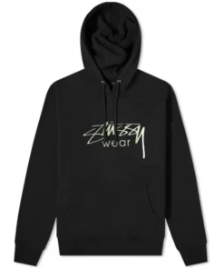 Stussy Wear Embroidered Black Minimal Hoodie (4)