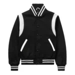 Letterman Style Black and White Varsity Bomber Jacket - Stussy Basic