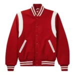 Retro Red and White Wool Leather Varsity Jacket - Stussy Basic