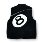 Stussy 8 Ball Black Reversible Sherpa Fleece Vest